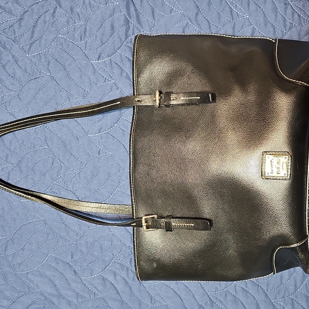 Dooney & Bourke Black Shoulder Bag with Gold Accents Great Condition With COA